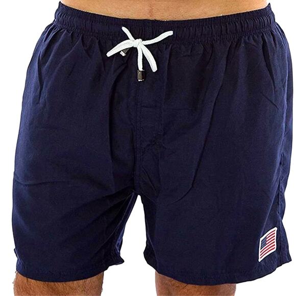 Exist USA Flag Swim Trunks XL Navy 5" Inseam Beach America Patriotic Blue Casual - Picture 3 of 10